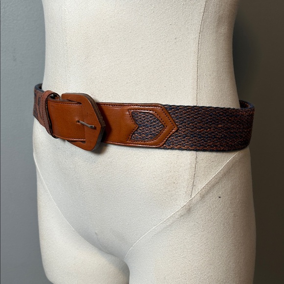 Vintage Ginnie Johansen Designs Inc. Dallas Brown and Blue Woven Leather Belt main image 12